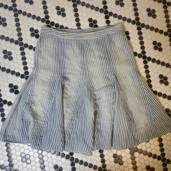 Free People Candace Midi Skirt Blue Stripe Medium - Picture 6 of 10